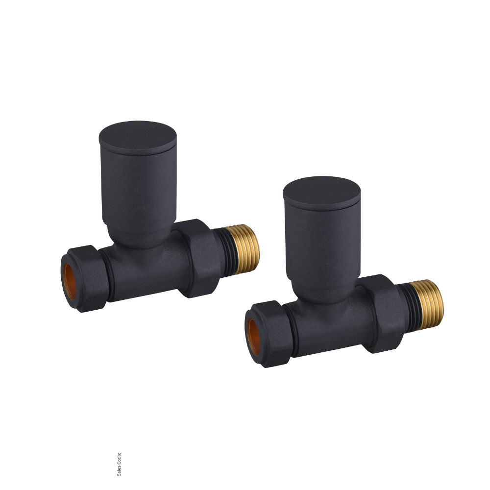 Black Straight Radiator Valves(Pair)