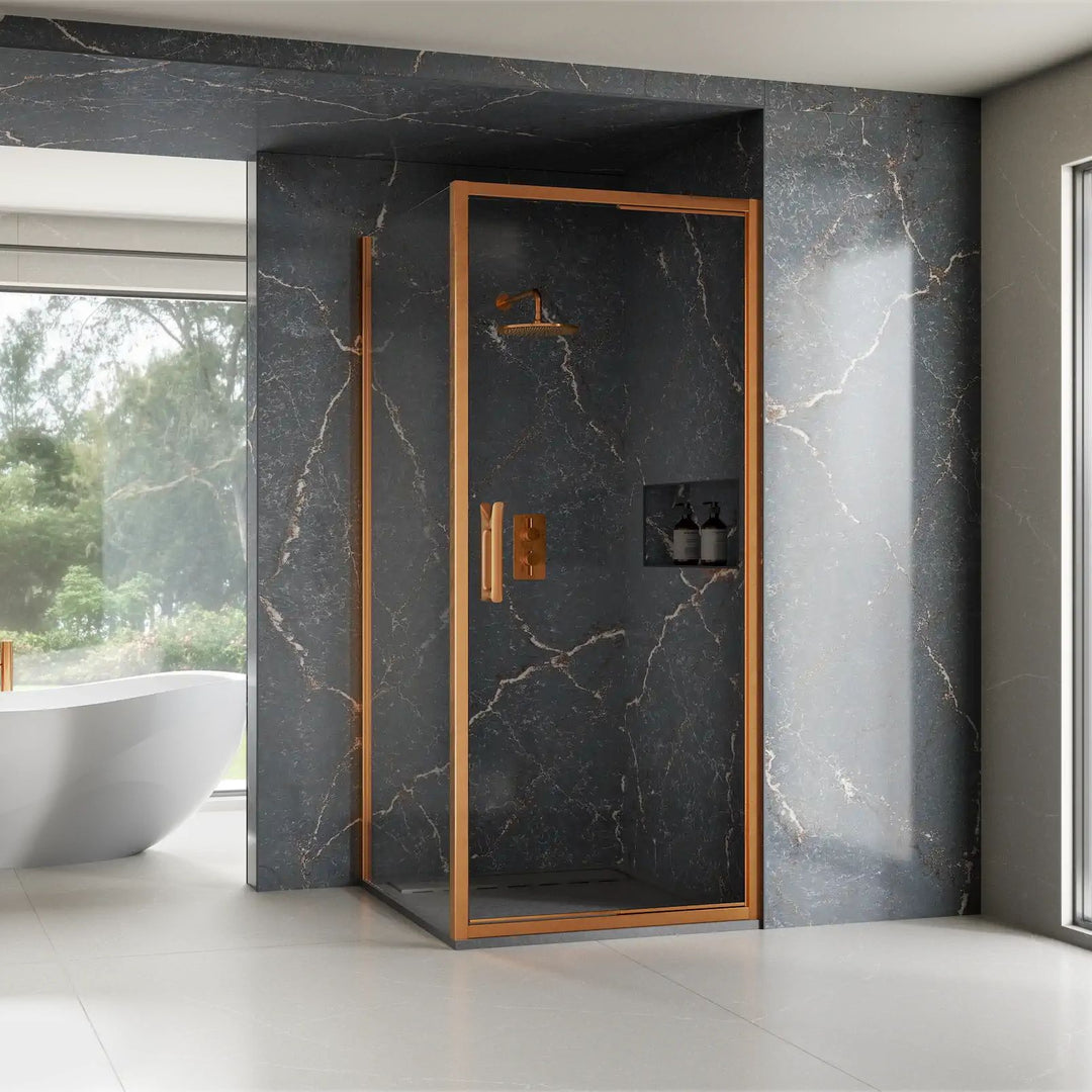 ETO Infold Shower Door (Brushed Bronze)