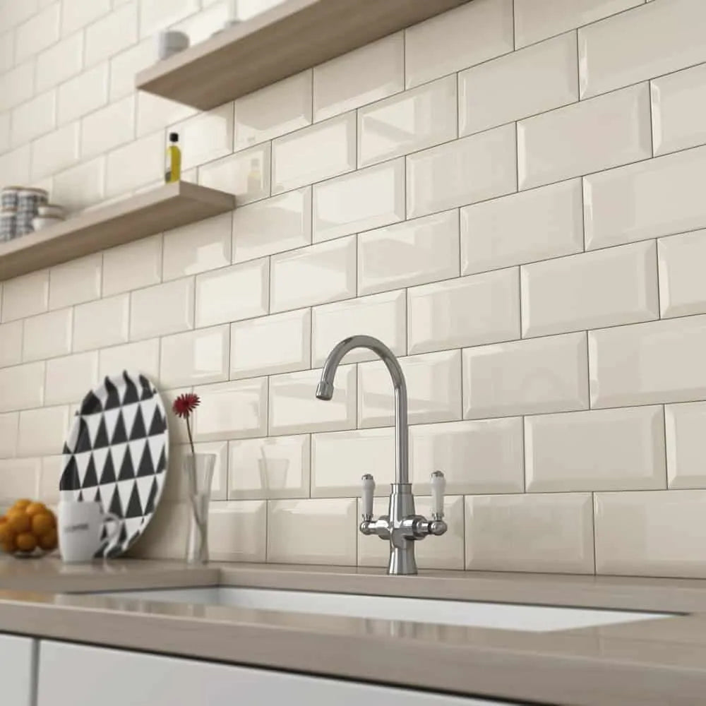 CVA Biselado Crema Metro Ceramic Wall Tile 10*20 (m²)