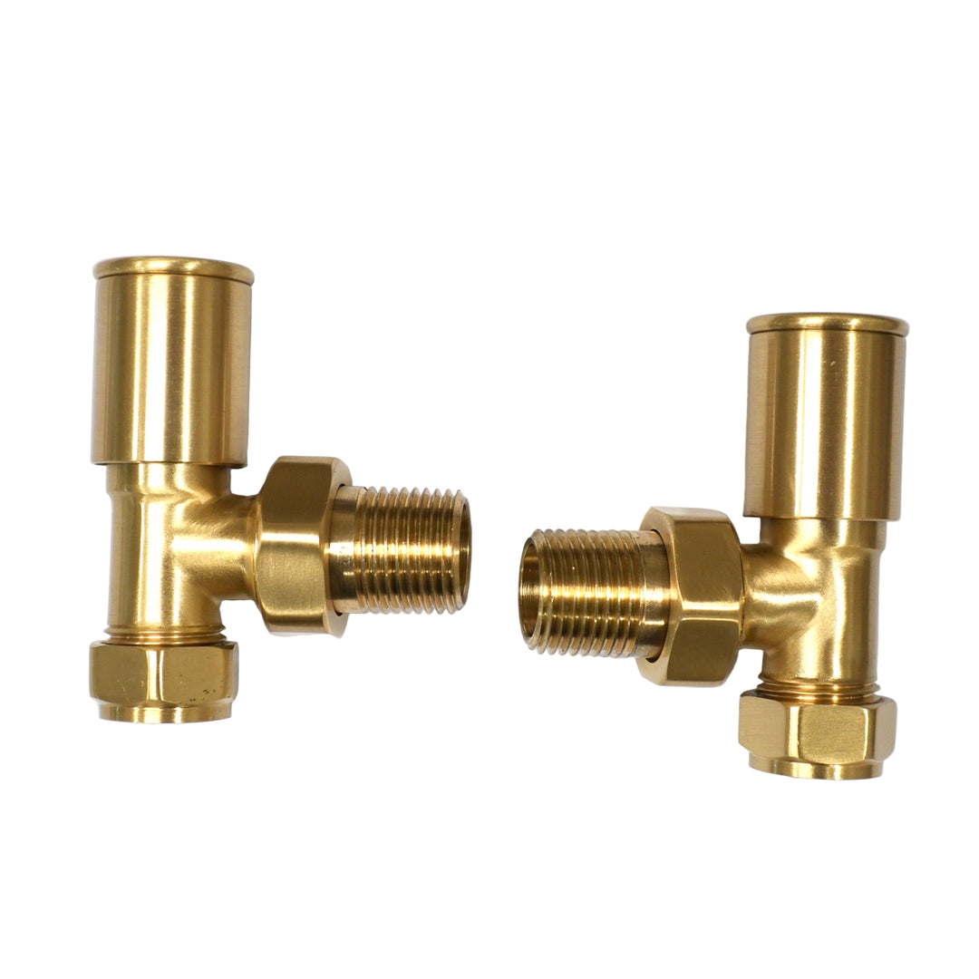 Brushed Brass Angled Radiator Valves (Pair)