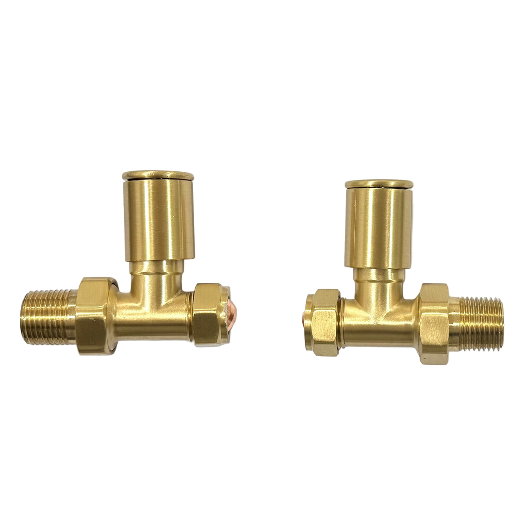 Brushed Brass Straight Radiator Valves(Pair)