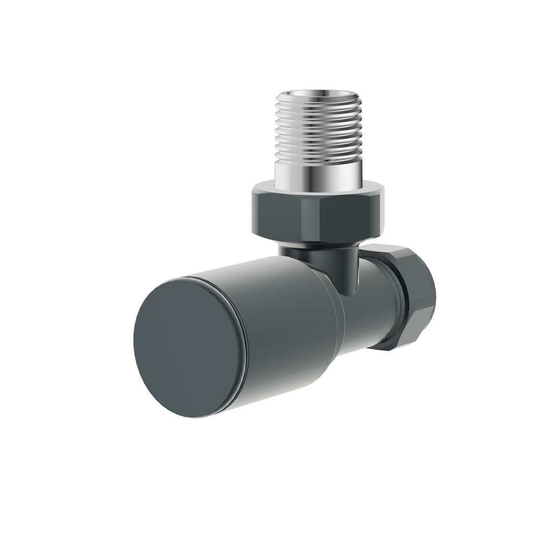 Aqualla - Round Angled Radiator Valves Pair (Anthracite)