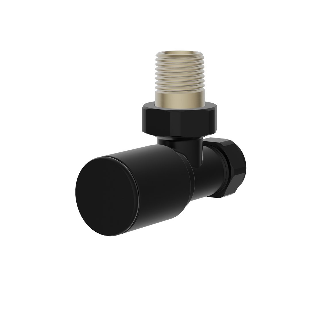 Aqualla - Round Angled Radiator Valves Pair (Black)
