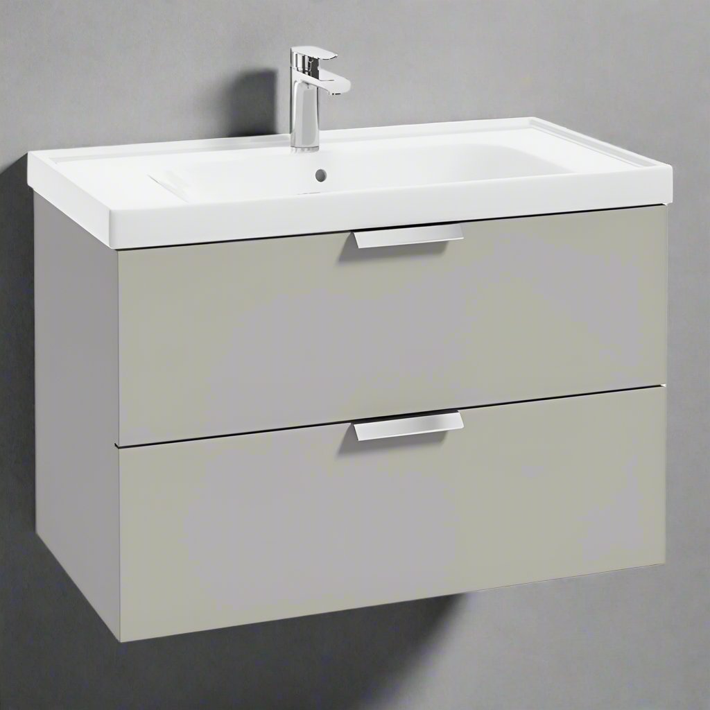 Sonas - Stockholm Wall Hung 80cm Two Drawer Vanity Unit (Grey)