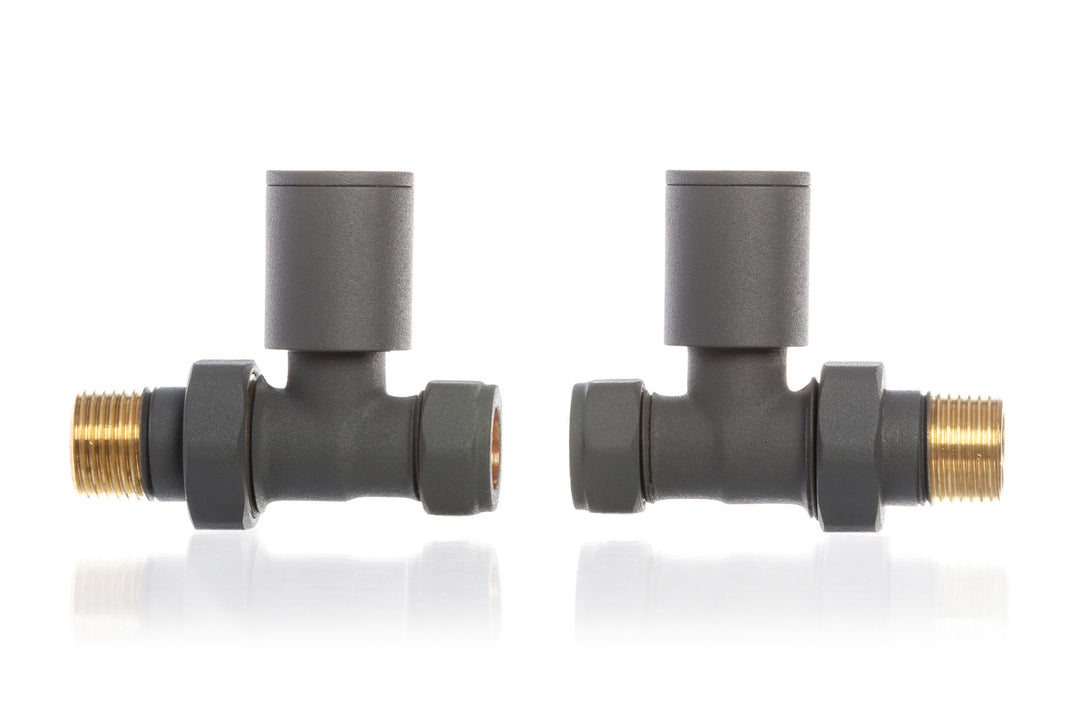 Anthracite Straight Radiator Valves(Pair)