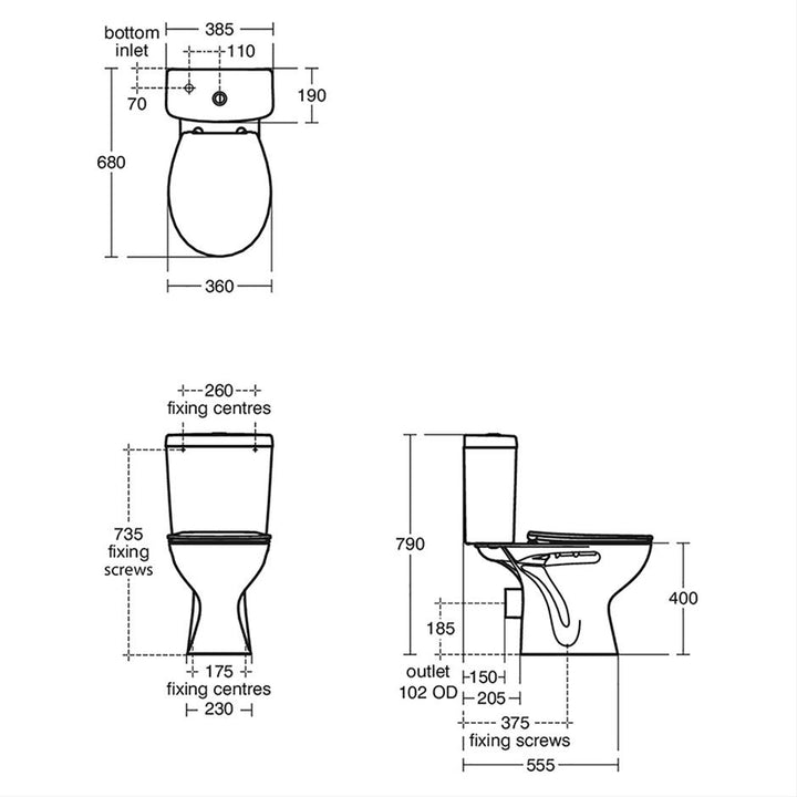 Ideal Standard Sandringham Close Coupled Toilet Push Button