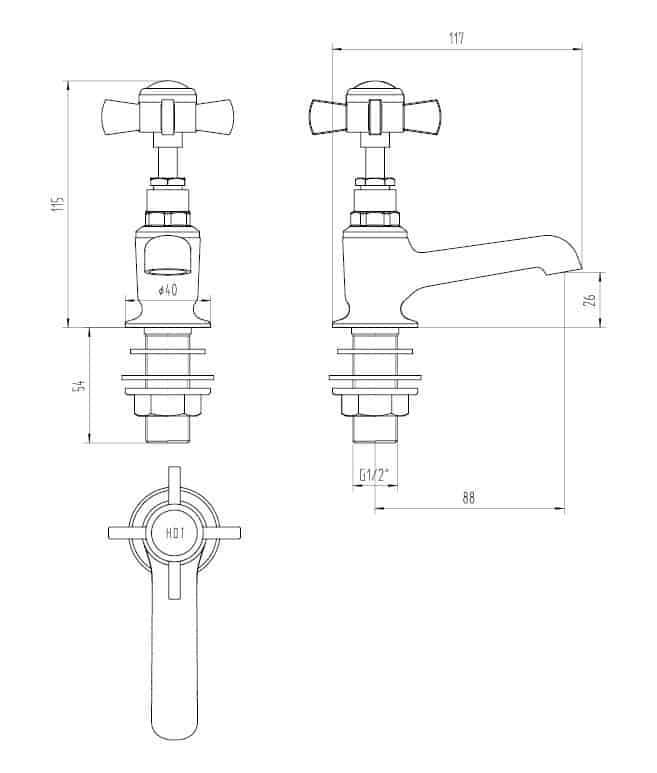 Cashel Basin Taps Pair (Chrome)