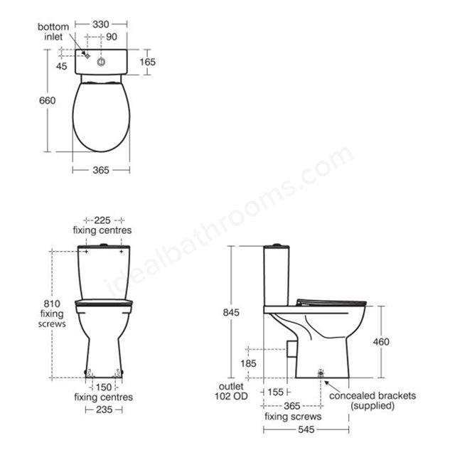 Ideal Standard Eurovit Raised Pan Cistern & Seat Pack