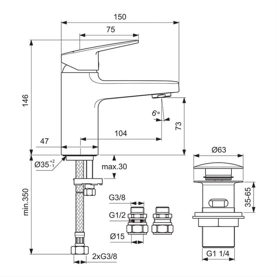 Ideal Standard - Ceraplan Basin mixer + Click Waste