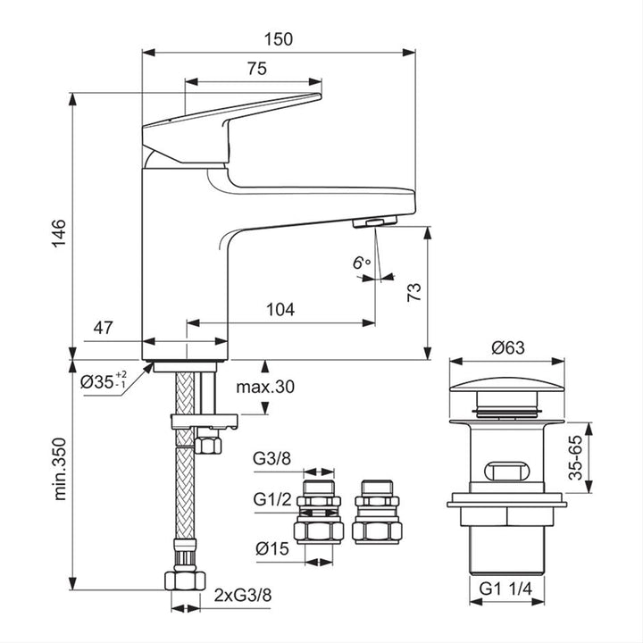 Ideal Standard - Ceraplan Basin mixer + Click Waste