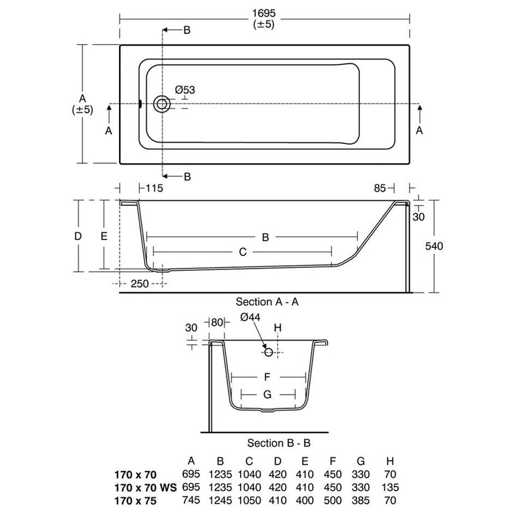 Ideal Standard Tempo Cube Bath 1700*700mm