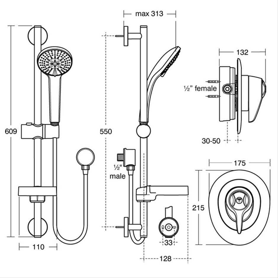 Ideal Standard Trevi CTV Built-in Thermostatic Shower