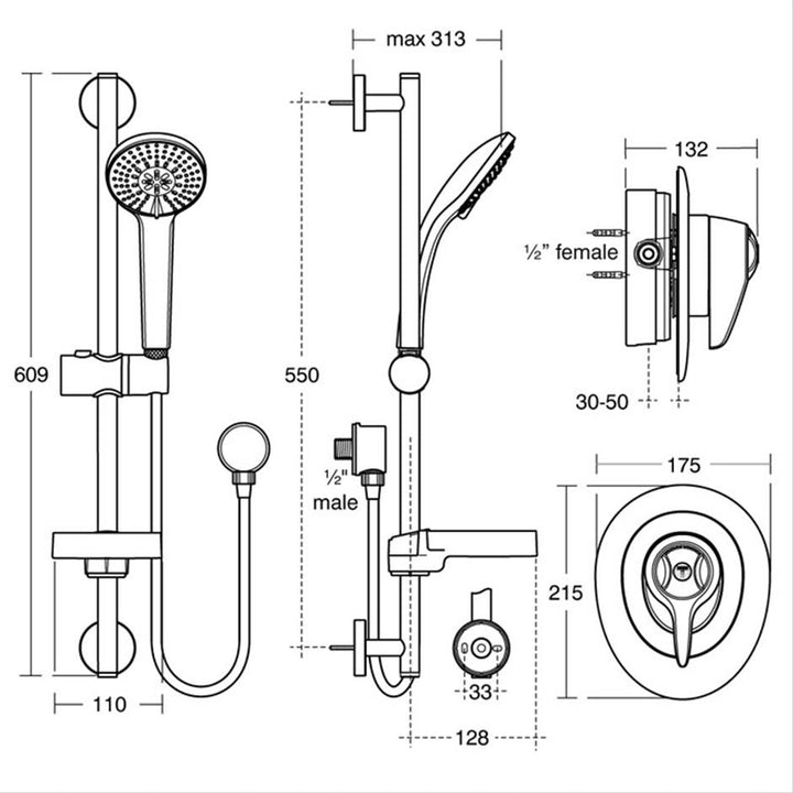 Ideal Standard Trevi CTV Built-in Thermostatic Shower