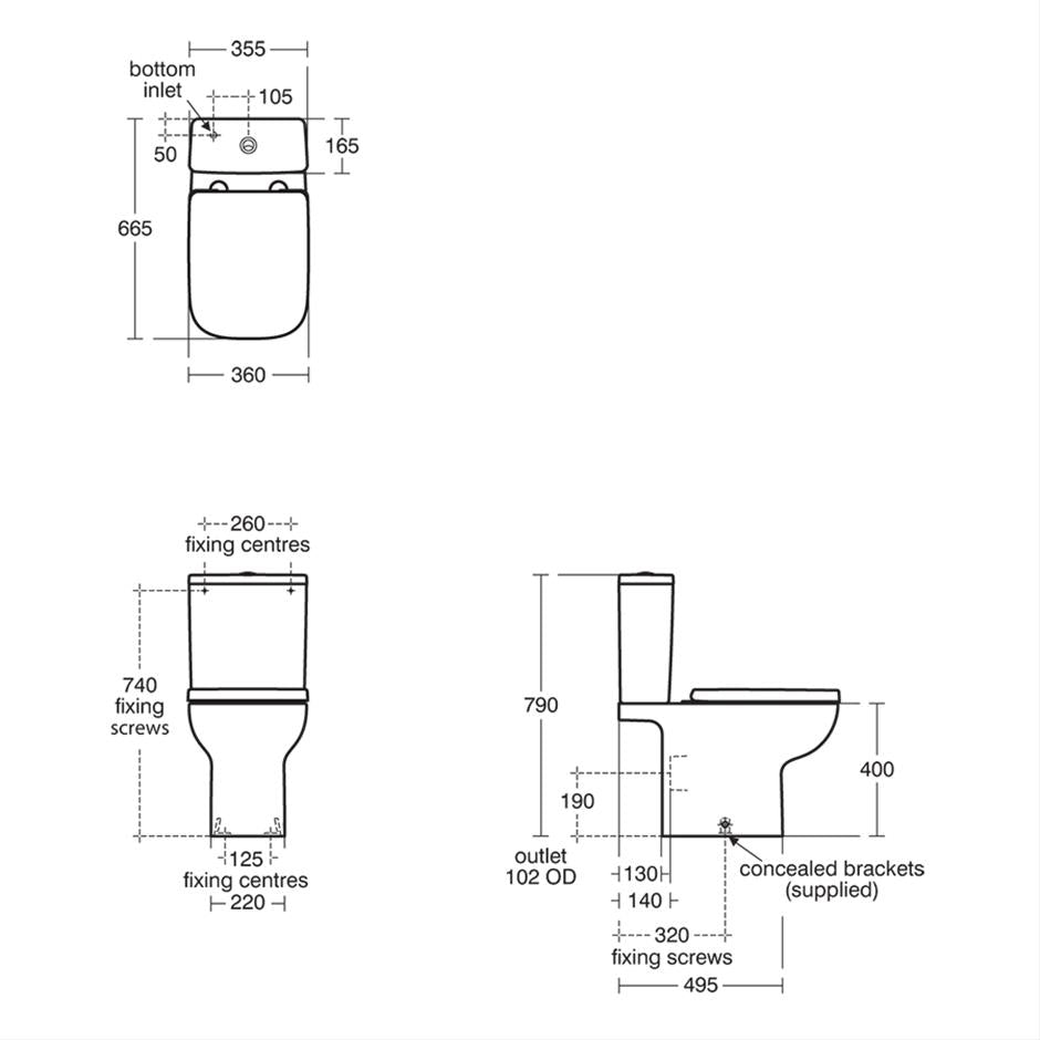 Ideal Standard - I Life A Standard Height Open Back Toilet