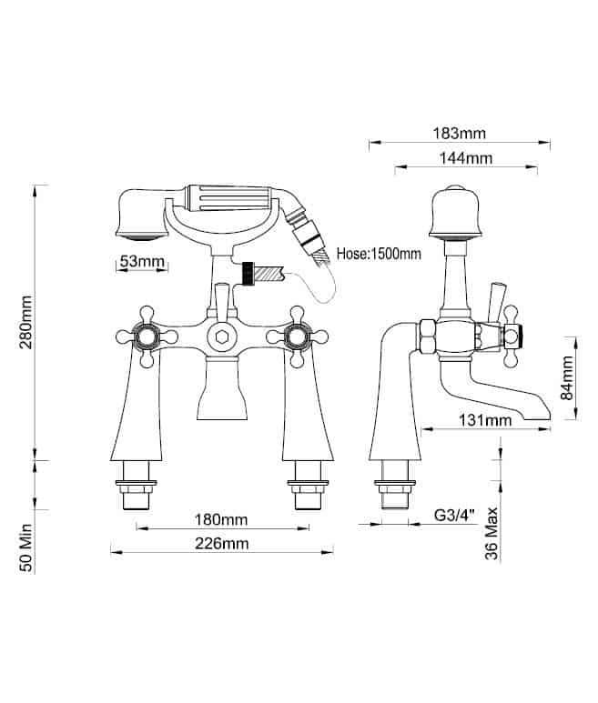 Adare Bath Shower Mixer (Chrome)