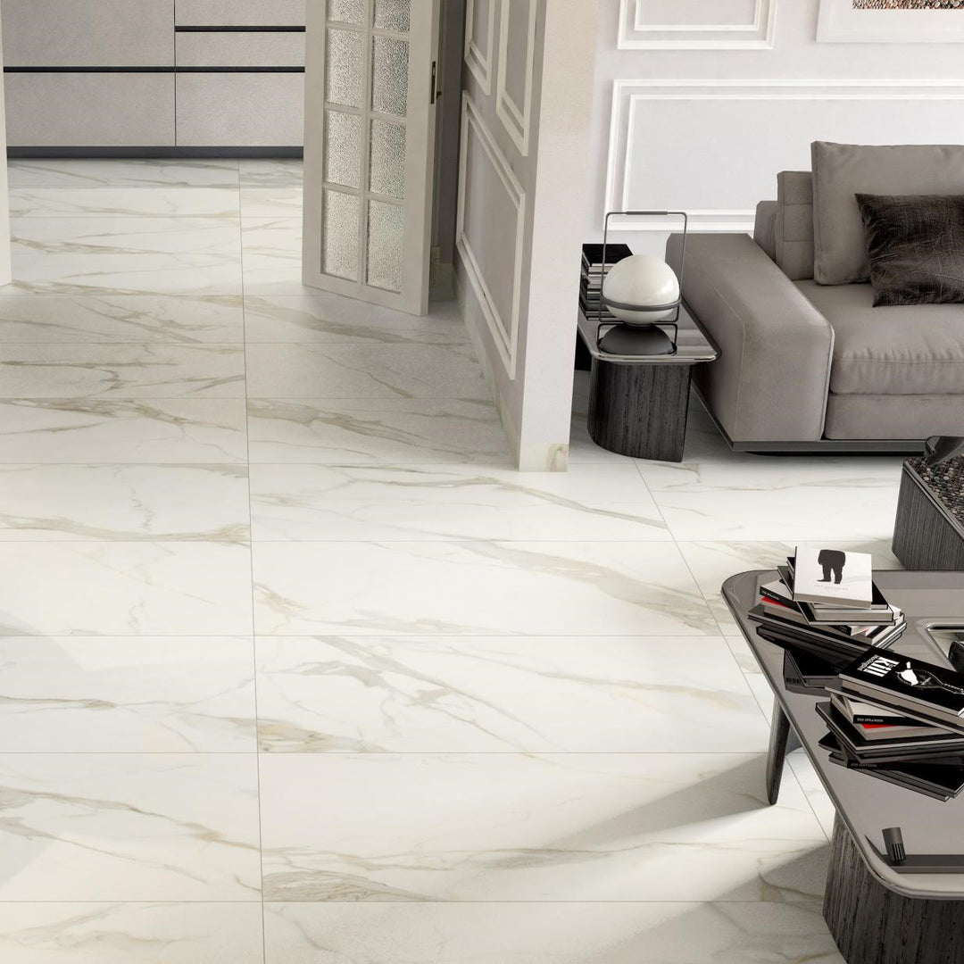 Calacata Gold Gloss Porcelain Tile 120x60 (m²)